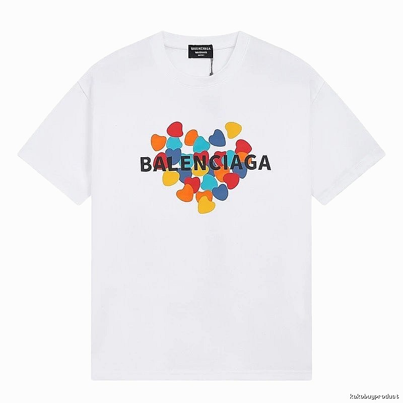 Balenciaga Heart Print Streetwear Brand White T-Shirt