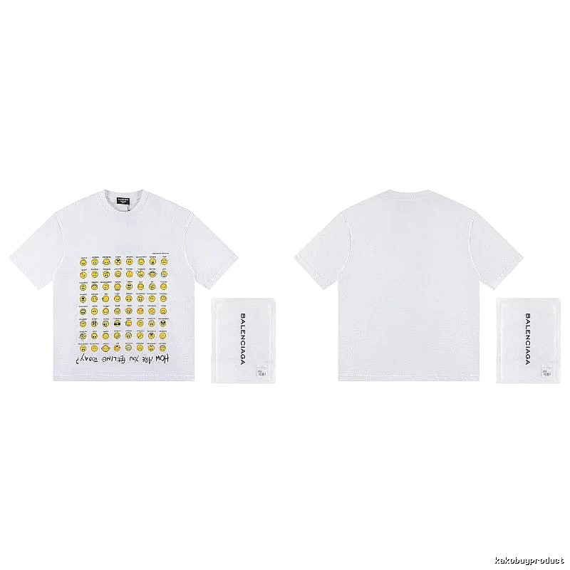 Balenciaga Smiley Face Printed Street Style White T-shirt