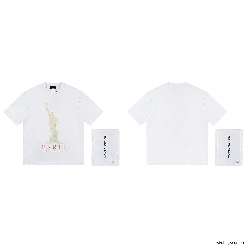 Balenciaga Trendy White T-shirt with Statue of Liberty Print