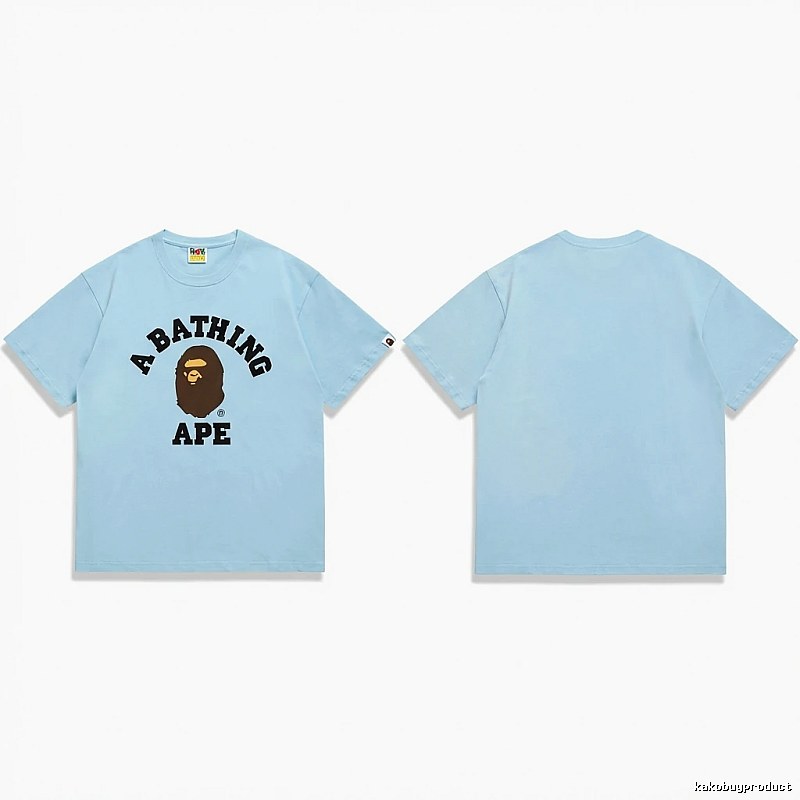 Bape Ape Head Simple Style Light Blue T-shirt