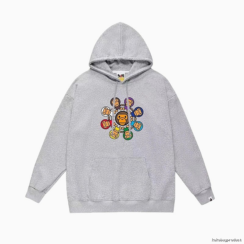 Bape Cartoon Print Grey Hoodie
