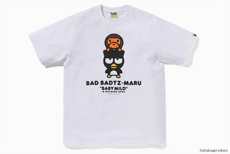 Bape cartoon - printed white T - shirt