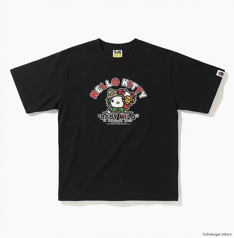 Bape Co-branded Cartoon Style Black T-shirt