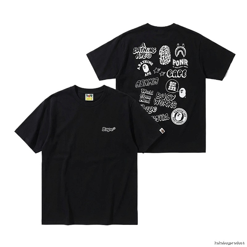 Bape letter print black T-shirt