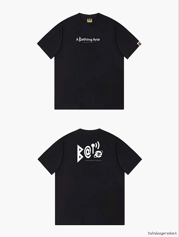 Bape letter - printed short - sleeved black T - shirt