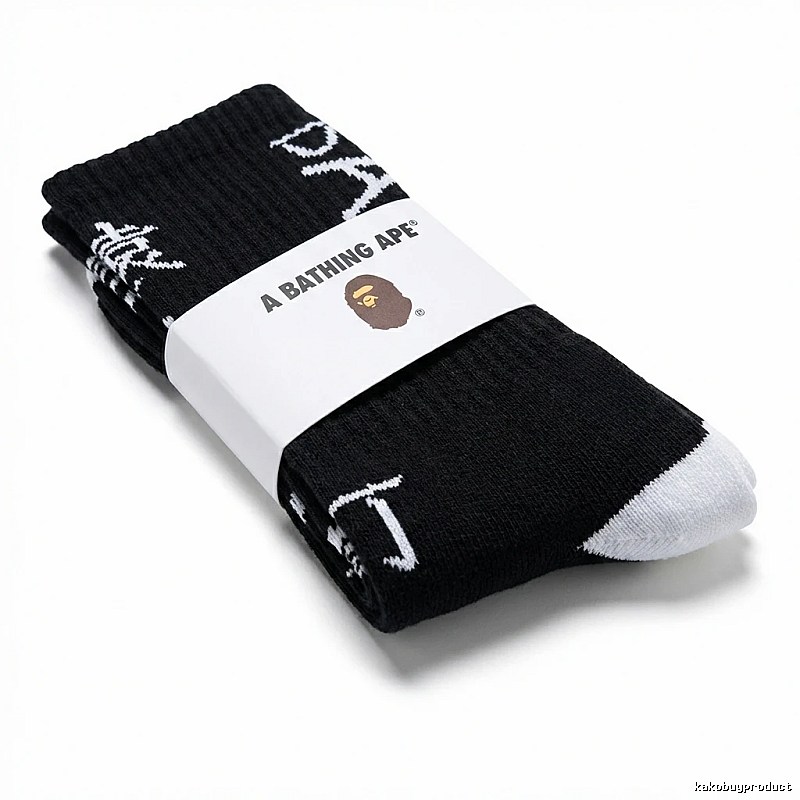 Bape letter-style black socks