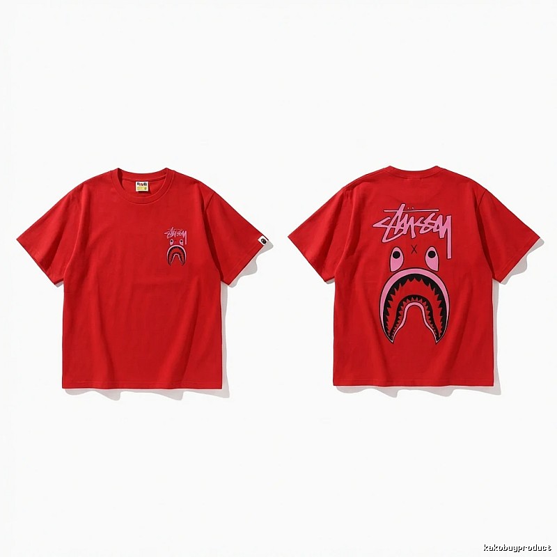 Bape Shark Series Red Trendy T - shirt.