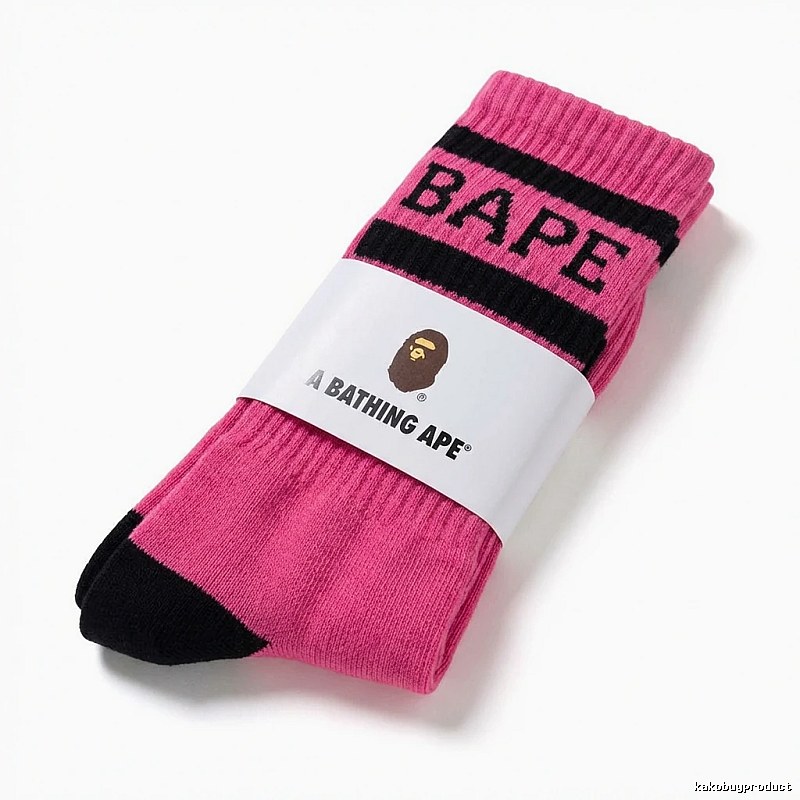 Bape trendy brand pink striped socks