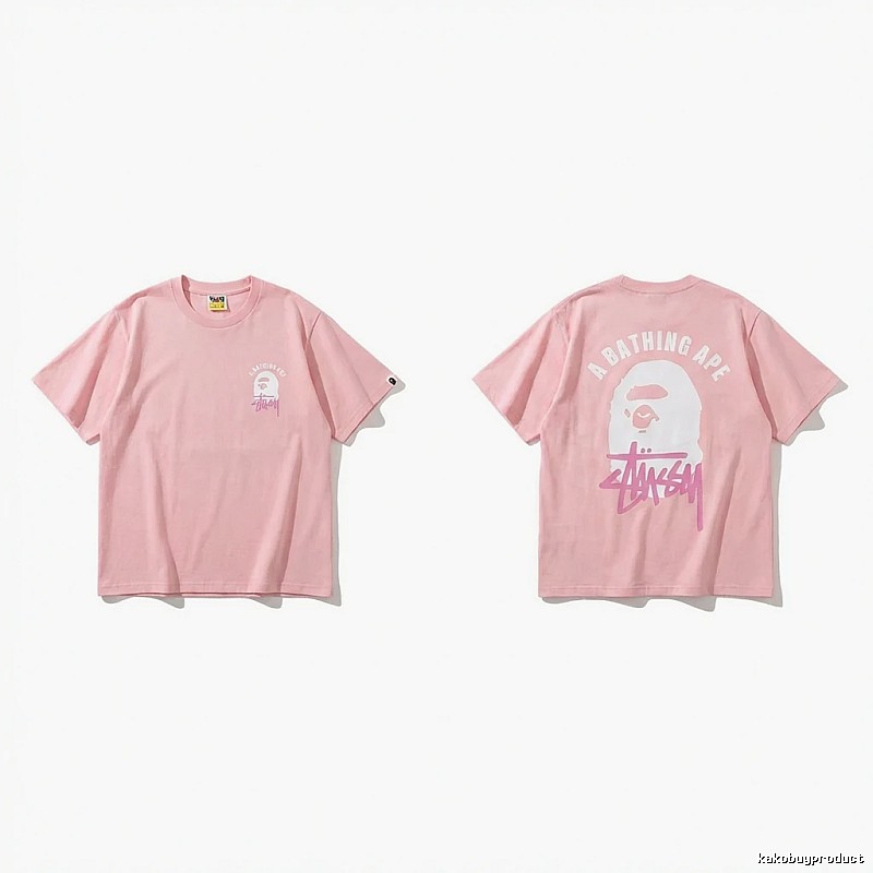 Bape trendy brand pink T-shirt