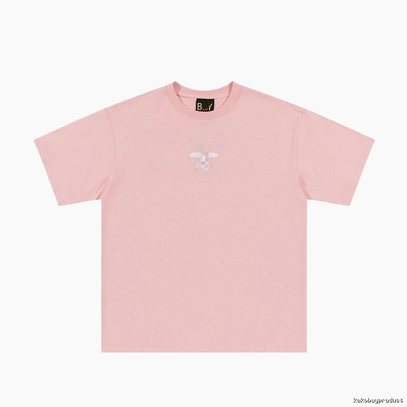 BOY Wing Print Street-style Pink Short Sleeve T-Shirt