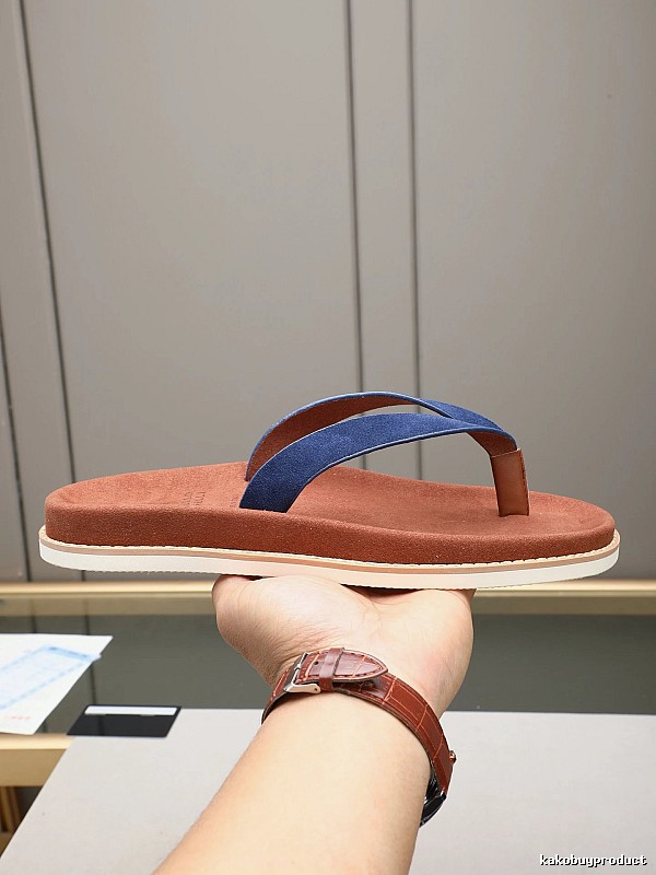 Brunello Cucinelli Casual Brown and Blue Thong Sandals