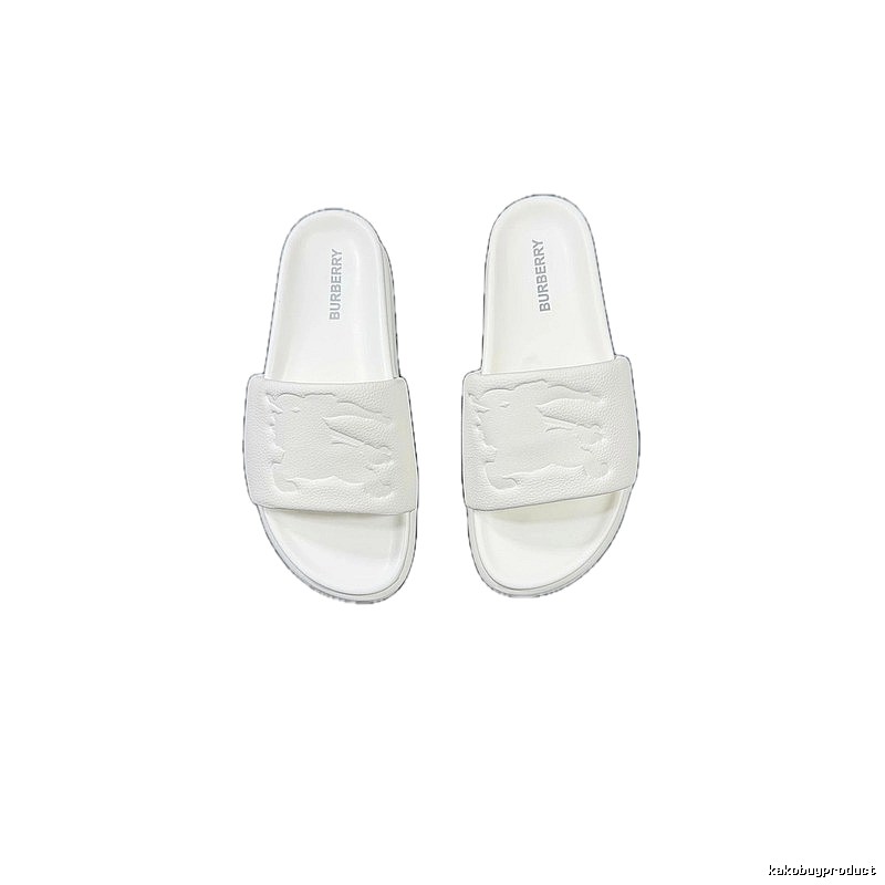 Burberry Embossed Equestrian Knight Minimalist White Slides