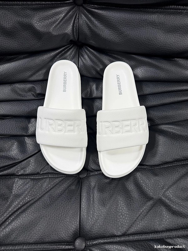Burberry Embossed Minimalist Style White Slides