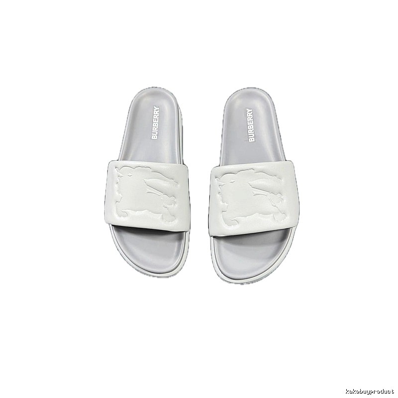 Burberry Equestrian Knight Light Luxury Style Light Grey Slides