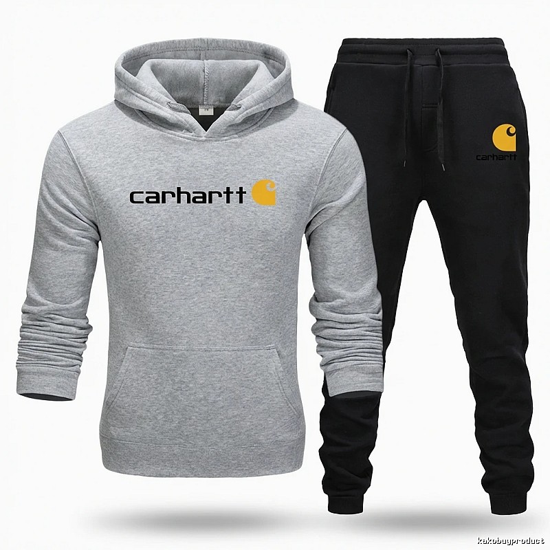Carhartt trendy brand gray and black sportswear set