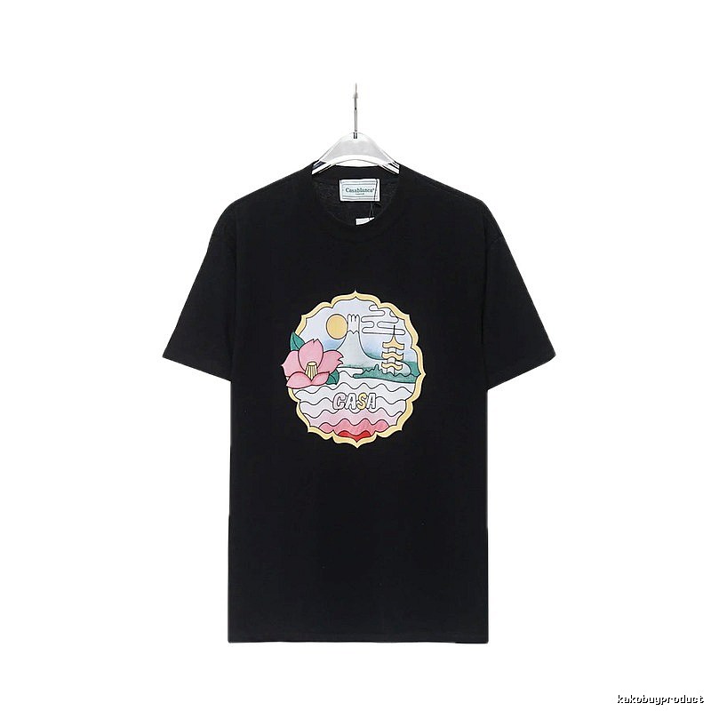 Casablanca Print Retro Style Black T-shirt