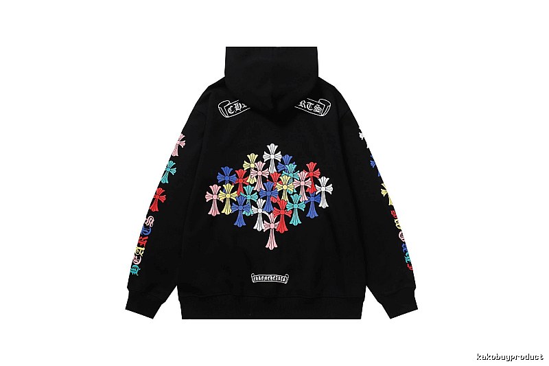 Chrome Hearts Compact Cross graphic hoodie Black Blue Cross for Sport-Inspired Styling