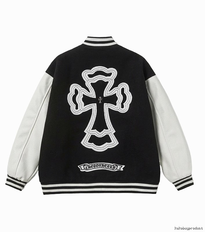 Chrome Hearts Cross Black and White Baseball Jacket