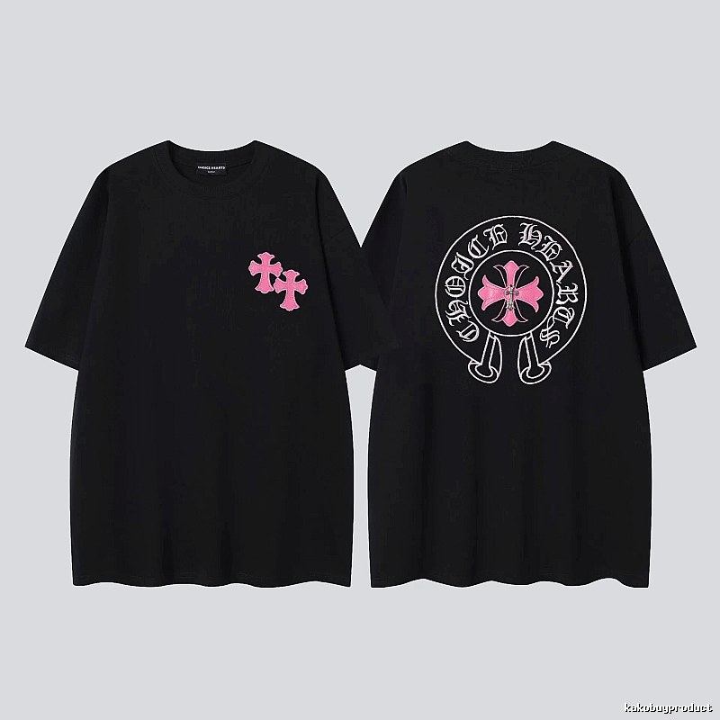 Chrome Hearts Cross Embroidered Street-style Black T-Shirt