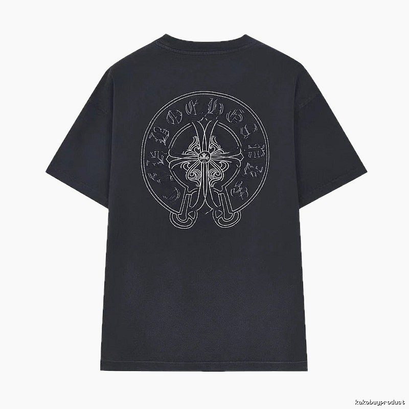 Chrome Hearts Cross Embroidered Street Style Black T-Shirt