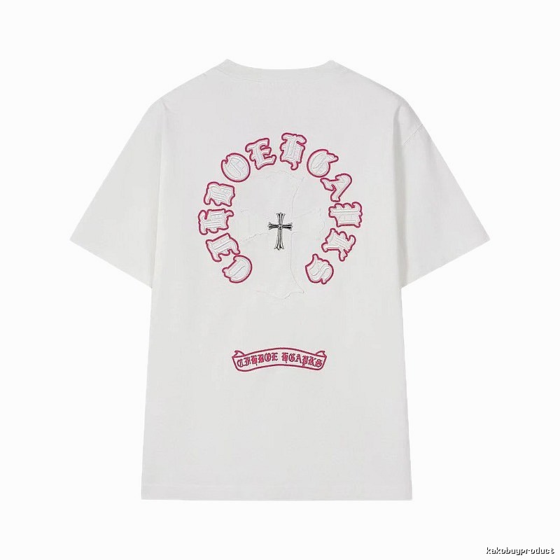 Chrome Hearts Cross Embroidered Street Style White T-Shirt