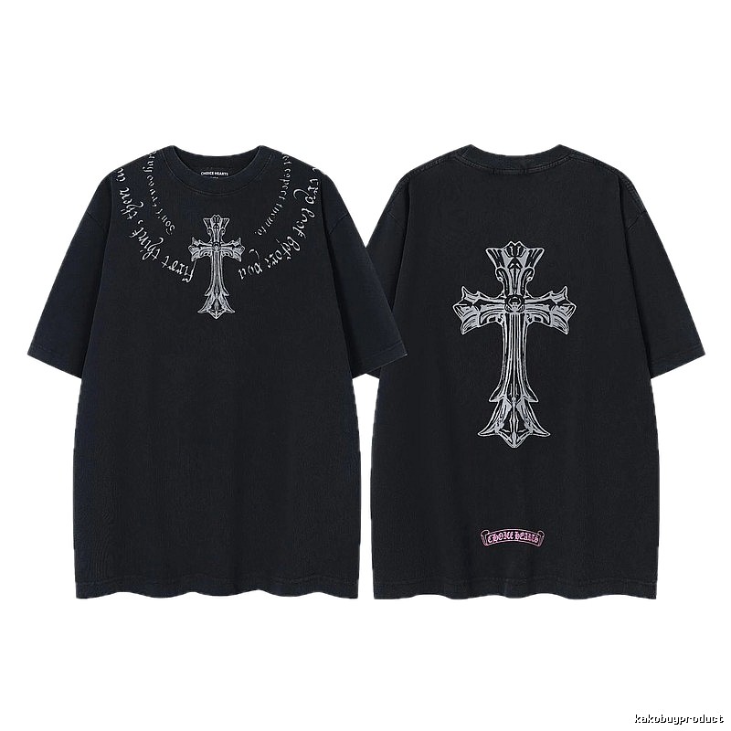 Chrome Hearts Cross Gothic Style Black Short Sleeve T-shirt