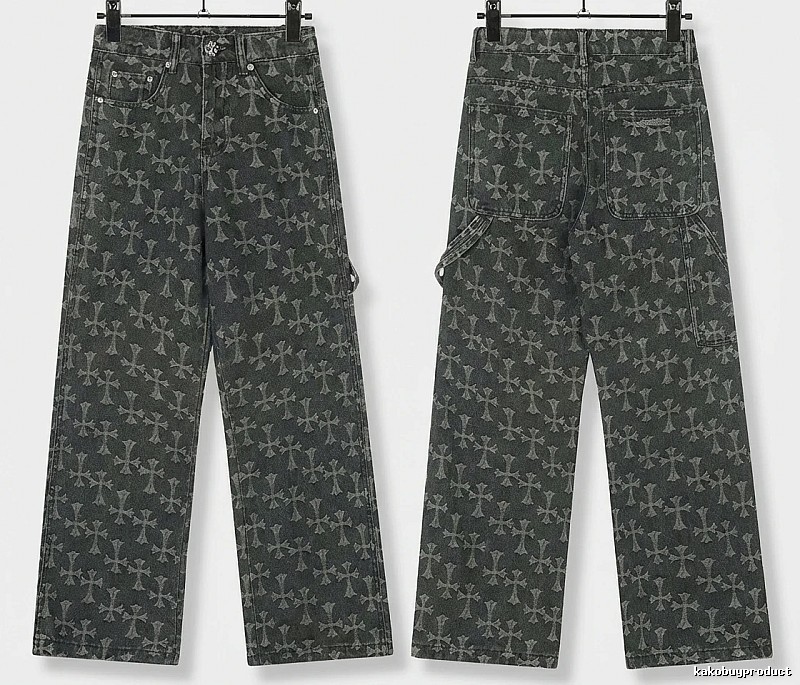 Chrome Hearts cross print black jeans