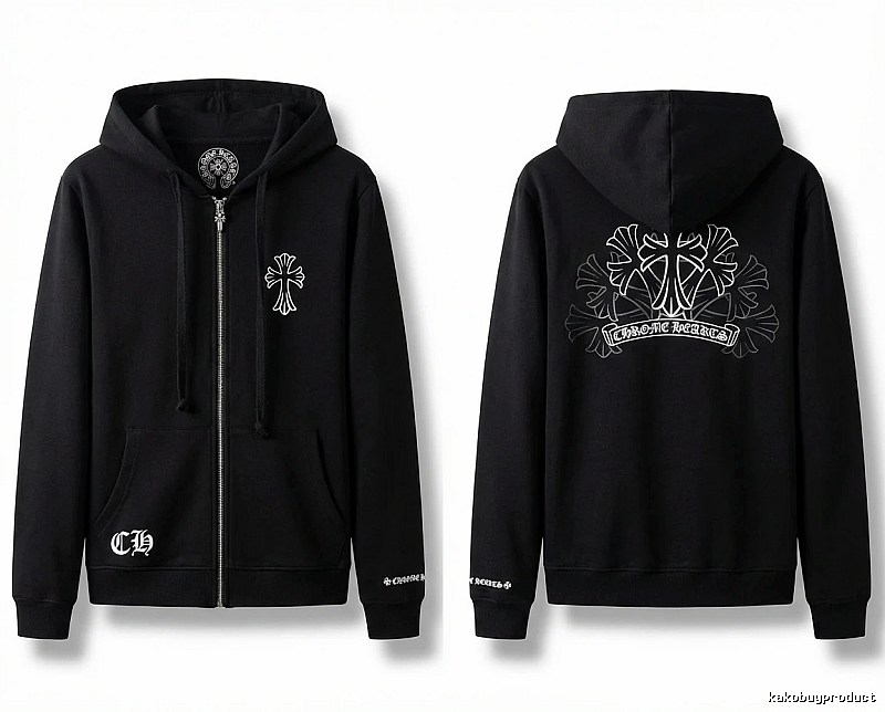 Chrome Hearts Cross Print Style Black Sweatshirt