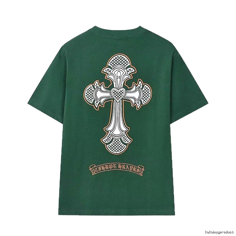 Chrome Hearts Cross Street Style Dark Green Short Sleeve T-Shirt