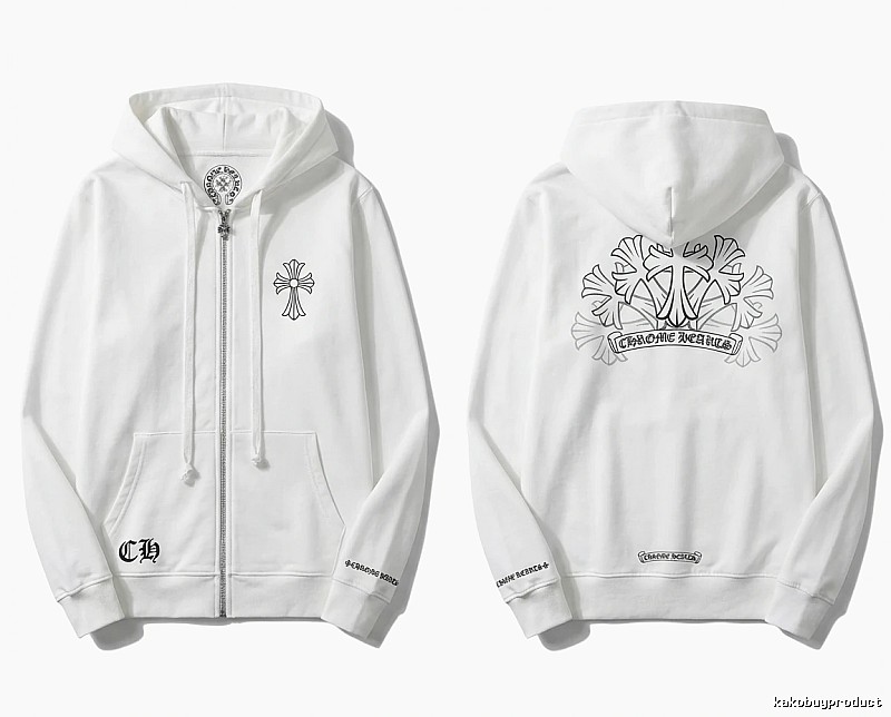 Chrome Hearts Cross Trendy and Cool Style White Sweatshirt