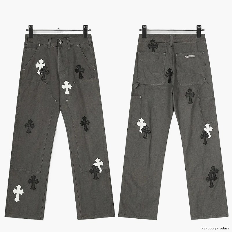 Chrome Hearts Cross Workwear Style Grey Pants