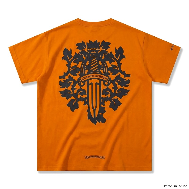 Chrome Hearts Gothic Style Orange T-shirt