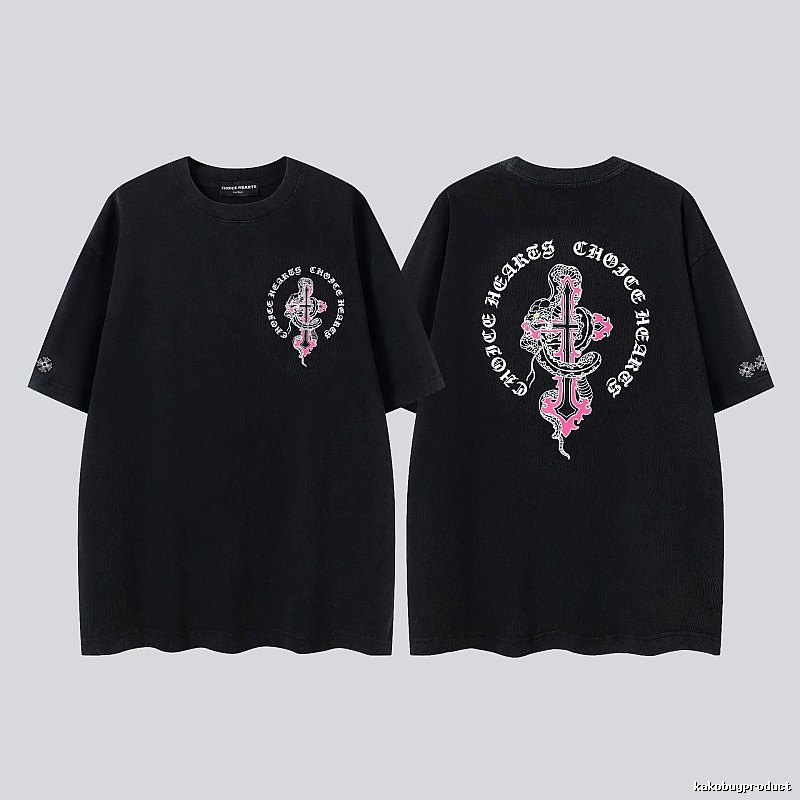 Chrome Hearts Gothic Style Snake & Cross Black Short-Sleeve T-Shirt