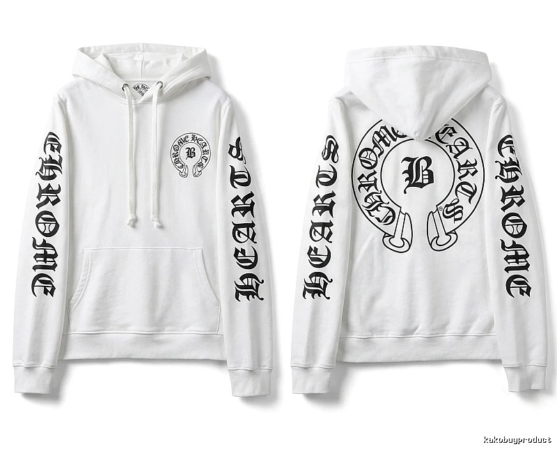 Chrome Hearts Gothic-style white hoodie