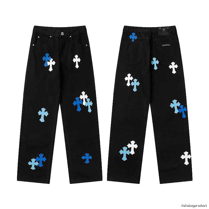 Chrome Hearts Logo Detail Graphic jeans Light Denim Jeans with Functional Detail