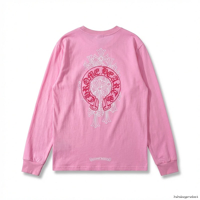 Chrome Hearts Printed Fashionable Pink Long-sleeved Shirt
