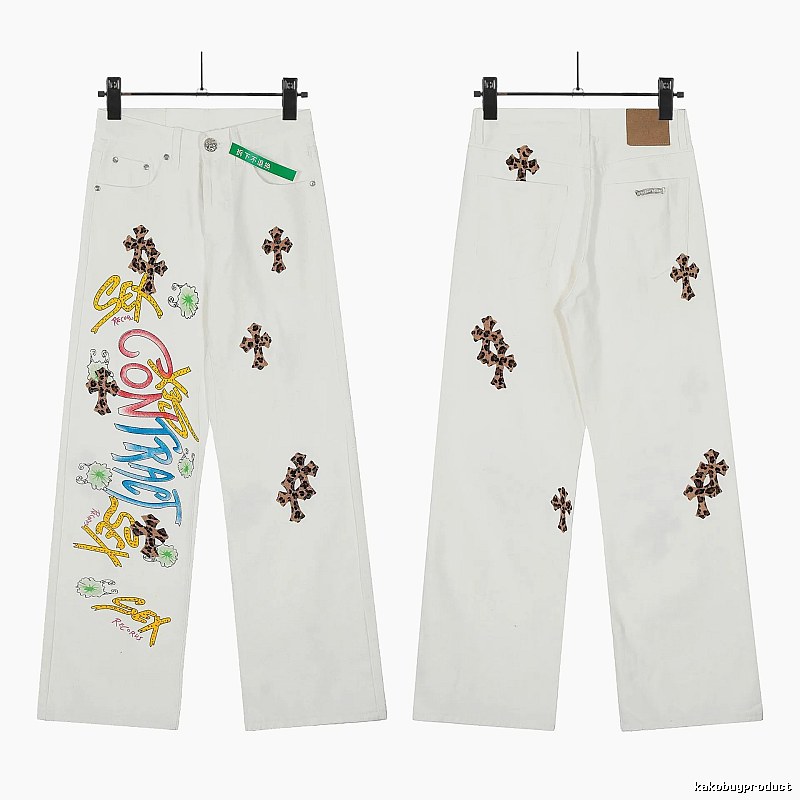 Chrome Hearts Resort Graphic jeans Light Denim Jeans for Travel Looks