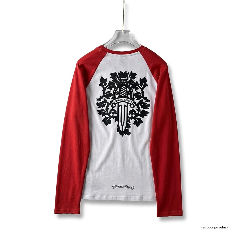 Chrome Hearts retro red and white long-sleeved shirt