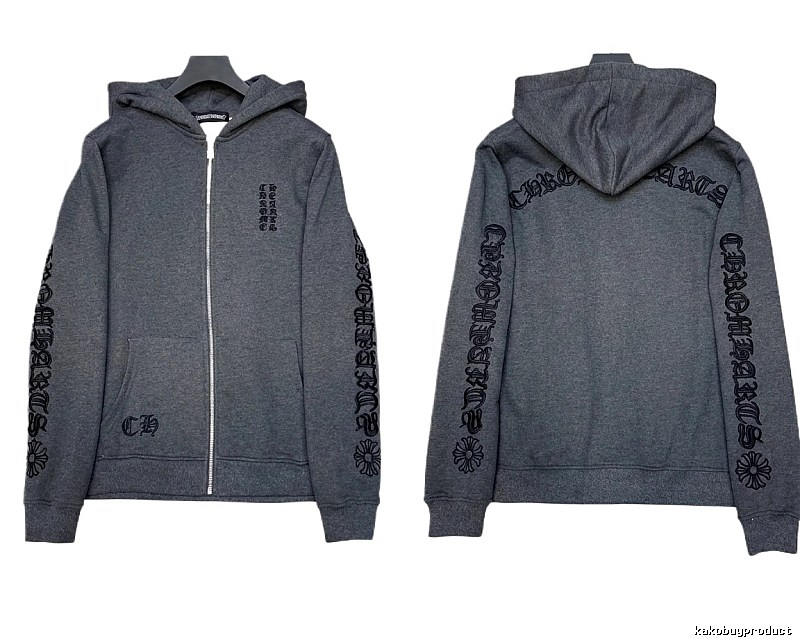 Chrome Hearts retro-style grey hoodie