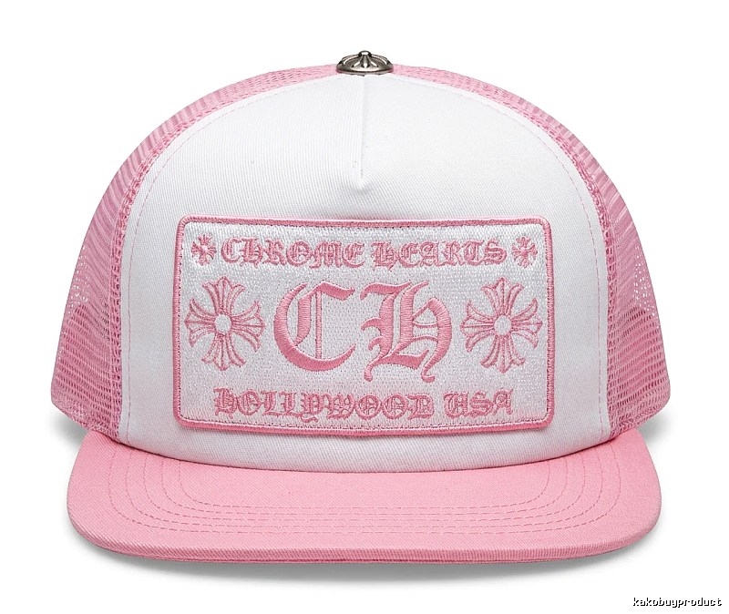 Chrome Hearts Retro Style Pink and White Hat