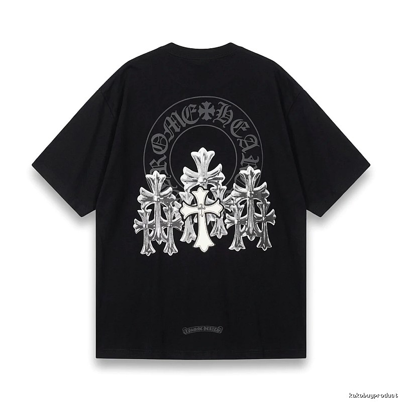 Chrome Hearts Silver Cross Black T - Shirt