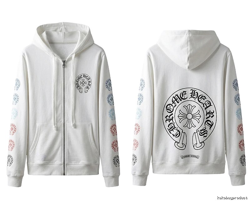 Chrome Hearts White Hoodie with Horseshoe Print Style