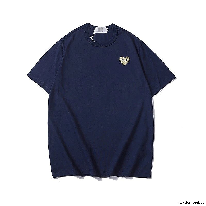 Comme des Garcons PLAY 2023-32 Blue Style 2332 Heart Logo T-Shirt Active Casual