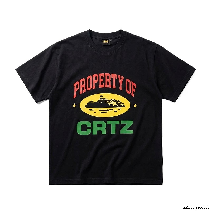 Corteiz Black "PROPERTY OF" Streetwear Short-sleeve Shirt