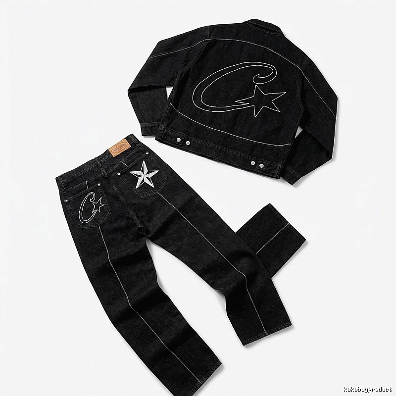 Corteiz denim retro-style suit