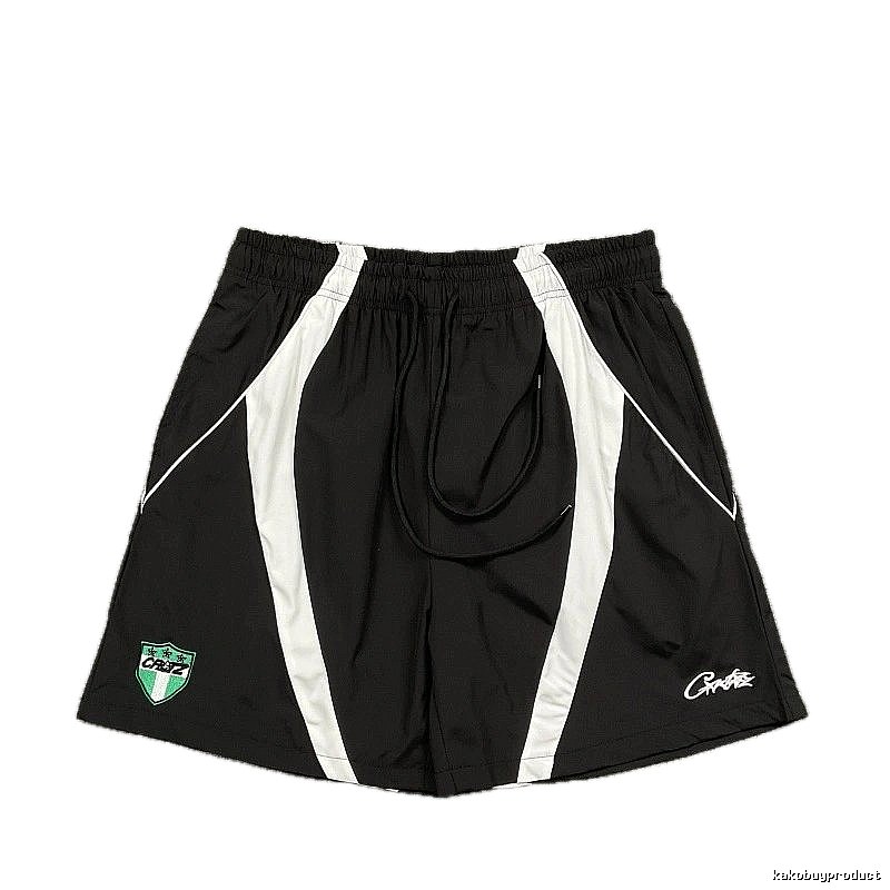 Corteiz Shield Logo Street Style Black and White Shorts
