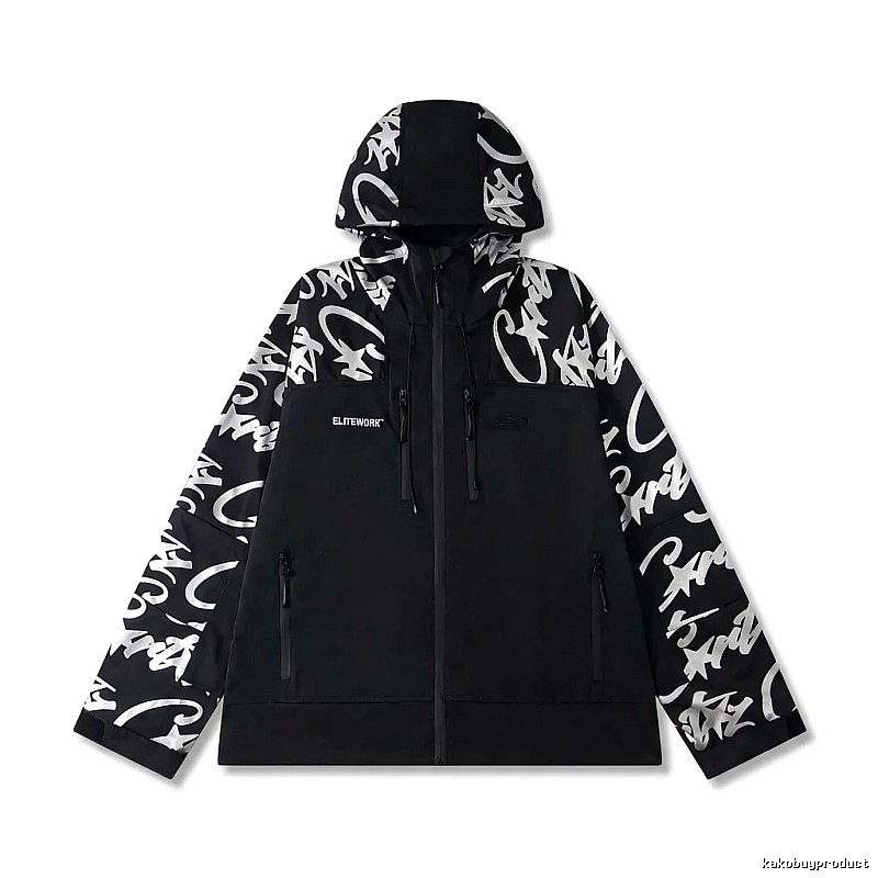 Corteiz trendy black and white coat