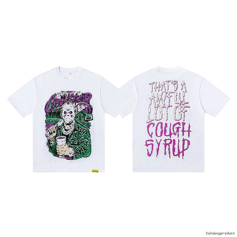 COUGH SYRUP Jason Print Street Style White T-shirt