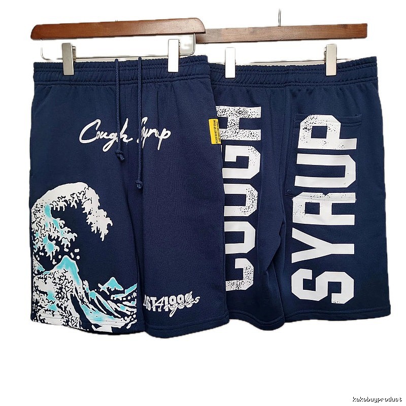 COUGH SYRUP Ukiyo-e Street Style Navy Shorts
