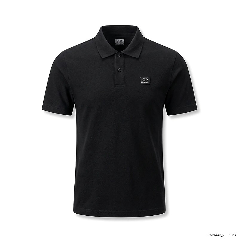C.P. Simple Style Black Polo Shirt